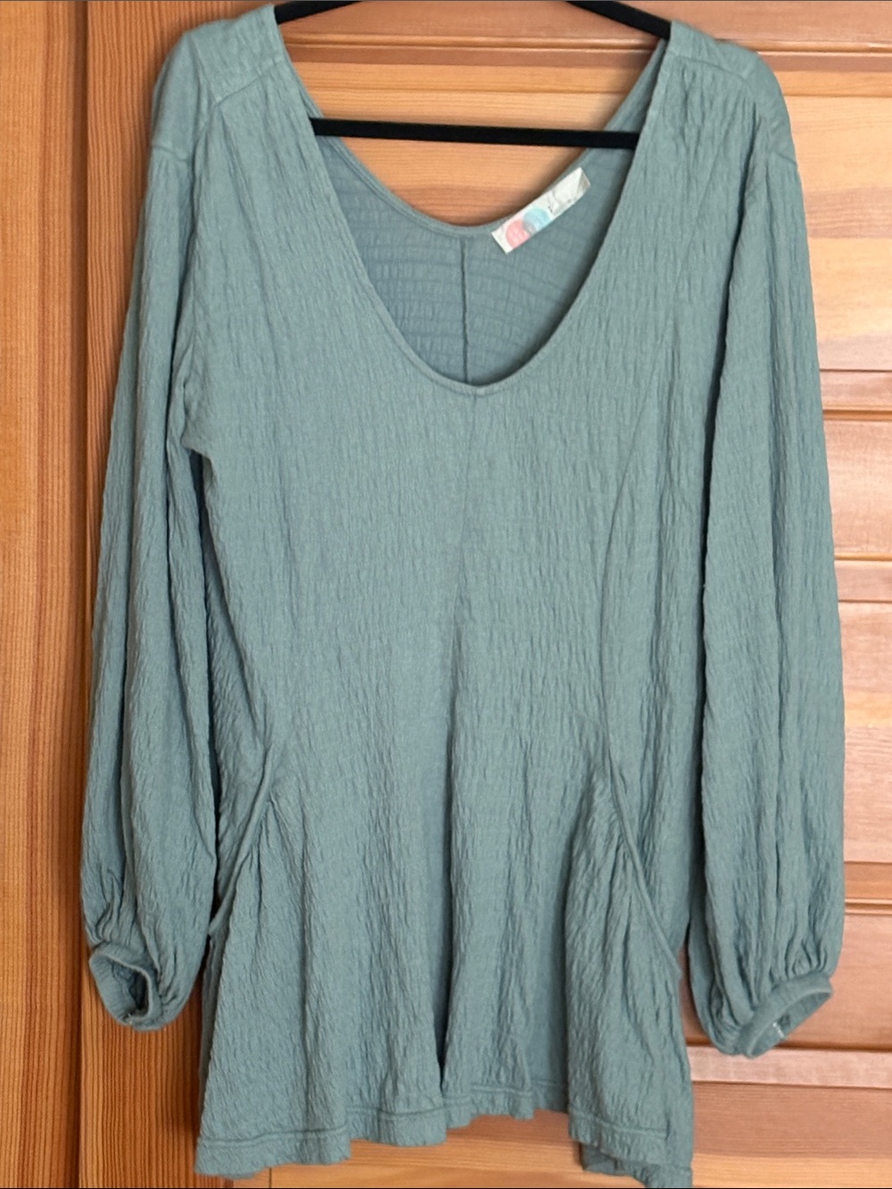 Free People Sage Green Long-Sleeve Scoop Neck Tunic